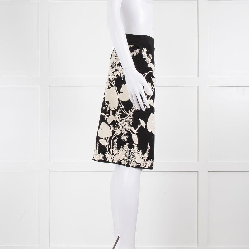 Alexander McQueen Stretch Knit Skirt with Floral Print