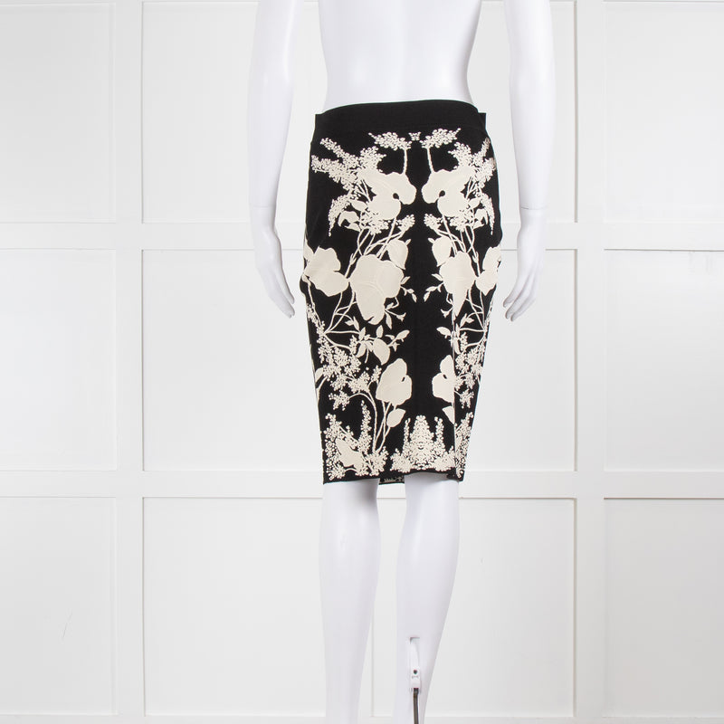 Alexander McQueen Stretch Knit Skirt with Floral Print