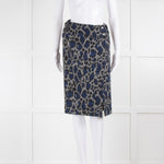 Sacai Luck Grey and Blue Leopard Print Wrap Skirt with Front Split