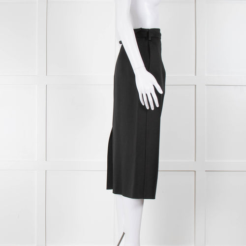 Joseph Black Belted Satin Pencil Skirt