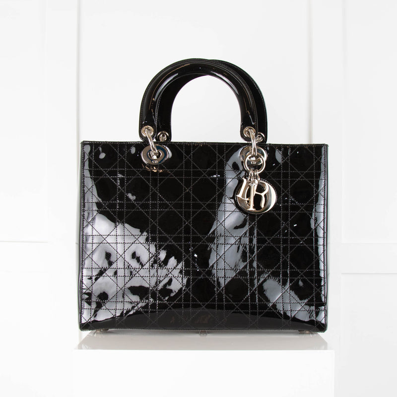 Christian Dior Black Patent Lady Dior Bag