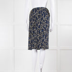 Sacai Luck Grey and Blue Leopard Print Wrap Skirt with Front Split