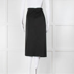 Joseph Black Belted Satin Pencil Skirt