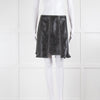 Ganni Black Leather White Stitch Panel  Detail Mini Skirt