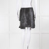 Ganni Black Leather White Stitch Panel  Detail Mini Skirt