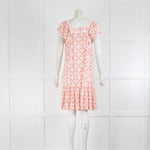 Atelier Reve Red And White Frilled Cap Sleeve Dress