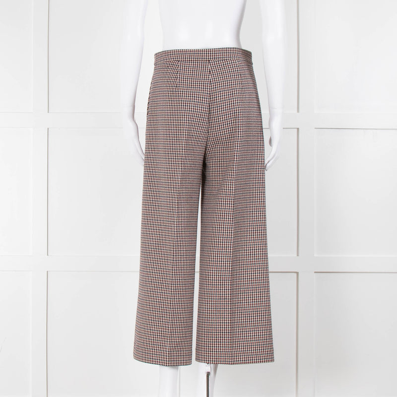 MSGM Brown Dogtooth Wide Leg Trousers