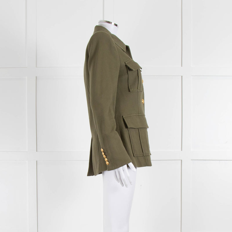 Veronica Beard Khaki Button Up Military Style Blazer