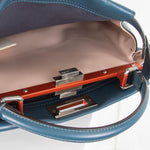 Fendi Medium Blue Peekaboo Bag with Red Hardware