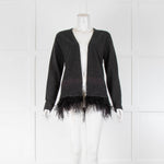 Luisa Cerano Grey Cardigan Feather Hem