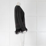 Luisa Cerano Grey Cardigan Feather Hem