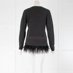 Luisa Cerano Grey Cardigan Feather Hem