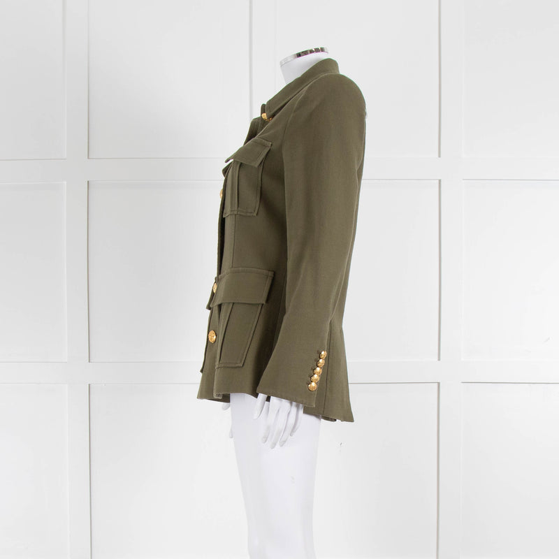 Veronica Beard Khaki Button Up Military Style Blazer