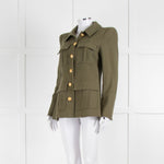 Veronica Beard Khaki Button Up Military Style Blazer