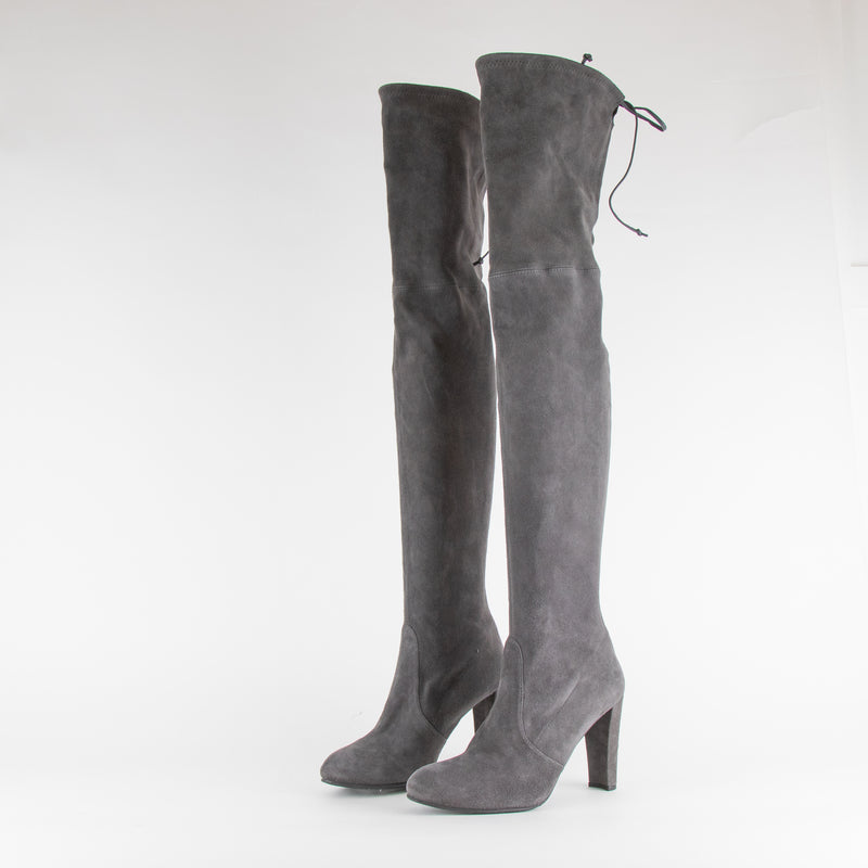 Stuart Weitzman Grey Suede Over The Knee Heeled Boots