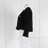 ba&sh Black Boucle Round Neck Short Jacket with Gold Buttons