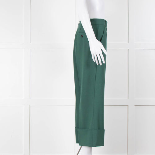 Dorothee Schumacher Green Cropped Turn Up Trousers