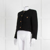 ba&sh Black Boucle Round Neck Short Jacket with Gold Buttons