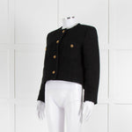 ba&sh Black Boucle Round Neck Short Jacket with Gold Buttons