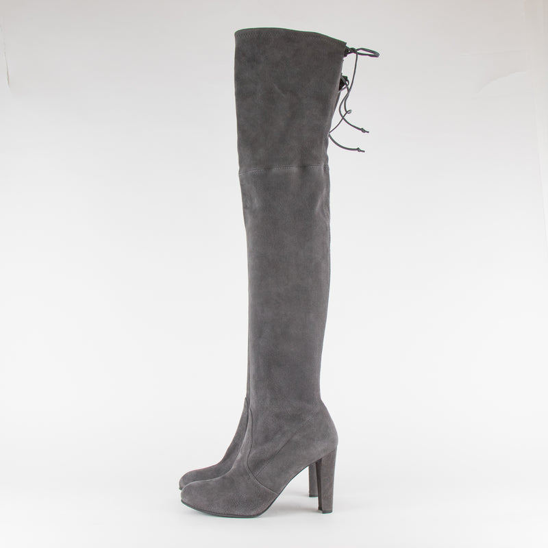 Stuart Weitzman Grey Suede Over The Knee Heeled Boots