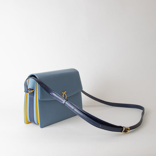 Launer London Blue Yellow Dido Crossbody Bag