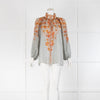 Zimmermann Andie Green  And Orange Floral Buttoned Front Top