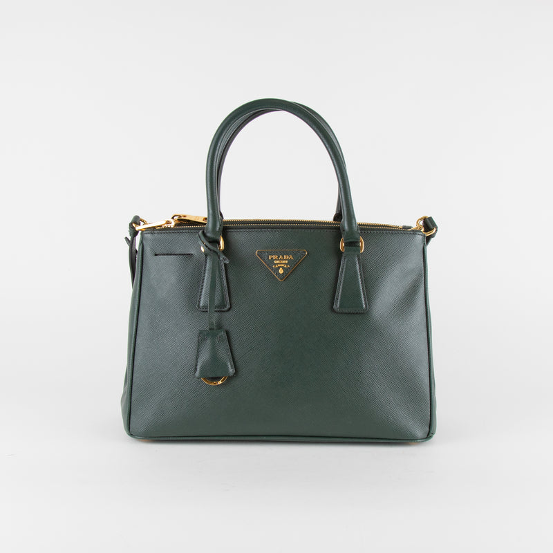 Prada Emerald Green Lux Saffiano Medium Galleria Tote