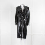 ROTATE Birger Christensen Black Shiny Mock Croc Coat