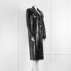 ROTATE Birger Christensen Black Shiny Mock Croc Coat