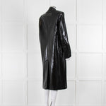 ROTATE Birger Christensen Black Shiny Mock Croc Coat