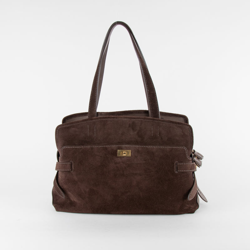 Anya Hindmarch Brown Suede Wilson Tote Bag Brown