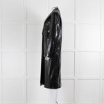 ROTATE Birger Christensen Black Shiny Mock Croc Coat