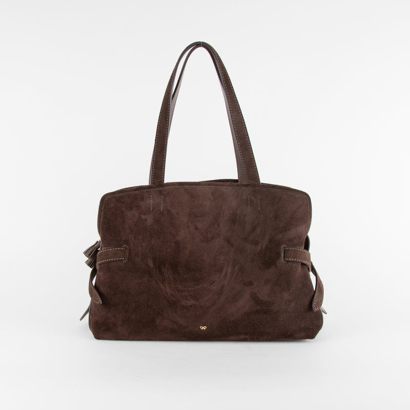 Anya Hindmarch Brown Suede Wilson Tote Bag Brown