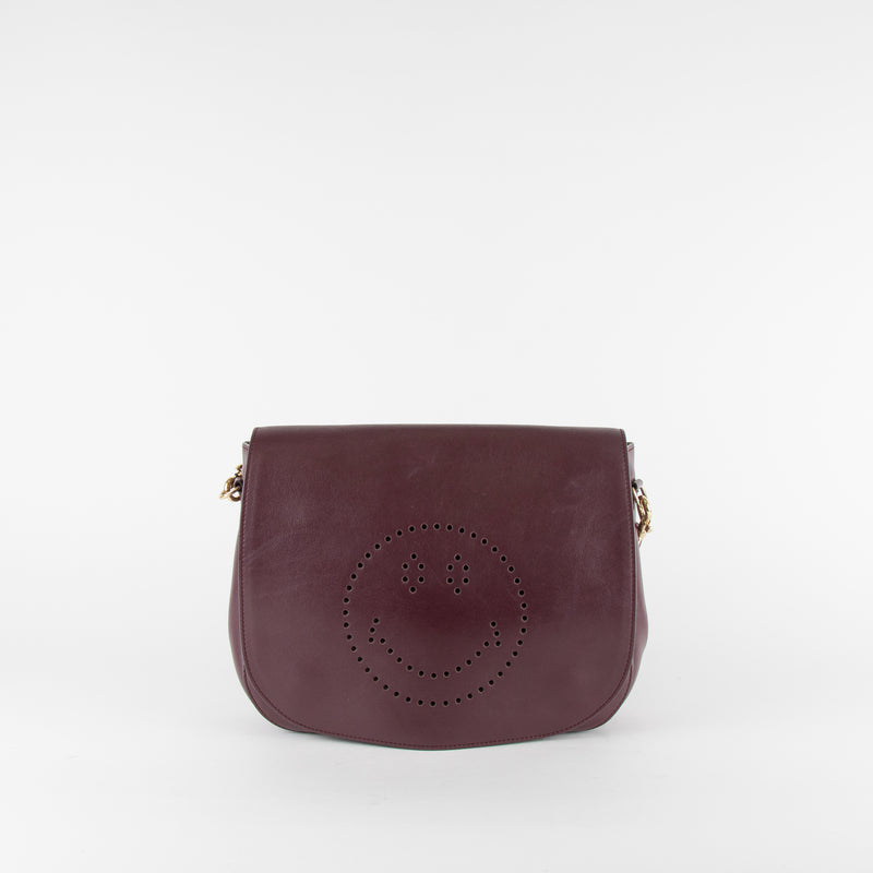 Anya Hindmarch Burgundy Smiley Ebury Satchel Shoulder Bag Burgundy