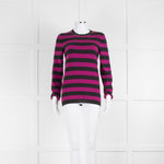 Louis Vuitton Grey Pink Striped Gold Stud Trim Jumper