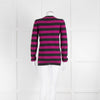 Louis Vuitton Grey Pink Striped Gold Stud Trim Jumper