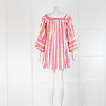 Valerie Khalpon Pink Orange White Stripe Beach Dress