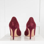 Gianvito Rossi Burgundy Suede Pointed Court Shoe