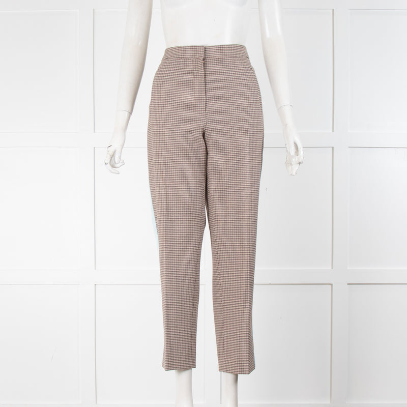 Me + Em Brown Check Trousers With Pale Blue Side Stripe