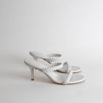 Gianvito Rossi White Leather Braided Strap Heels