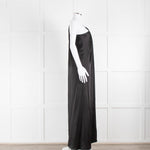 Stella McCartney Black Falabella Crystal Chain Satin One Shoulder Maxi Dress