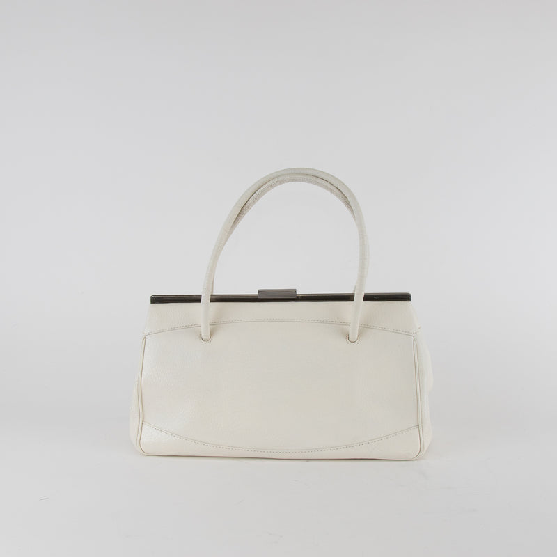 Gucci White Leather Frame Shoulder Bag