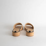 Chanel Beige Leather Logo Cork Sole Sandals