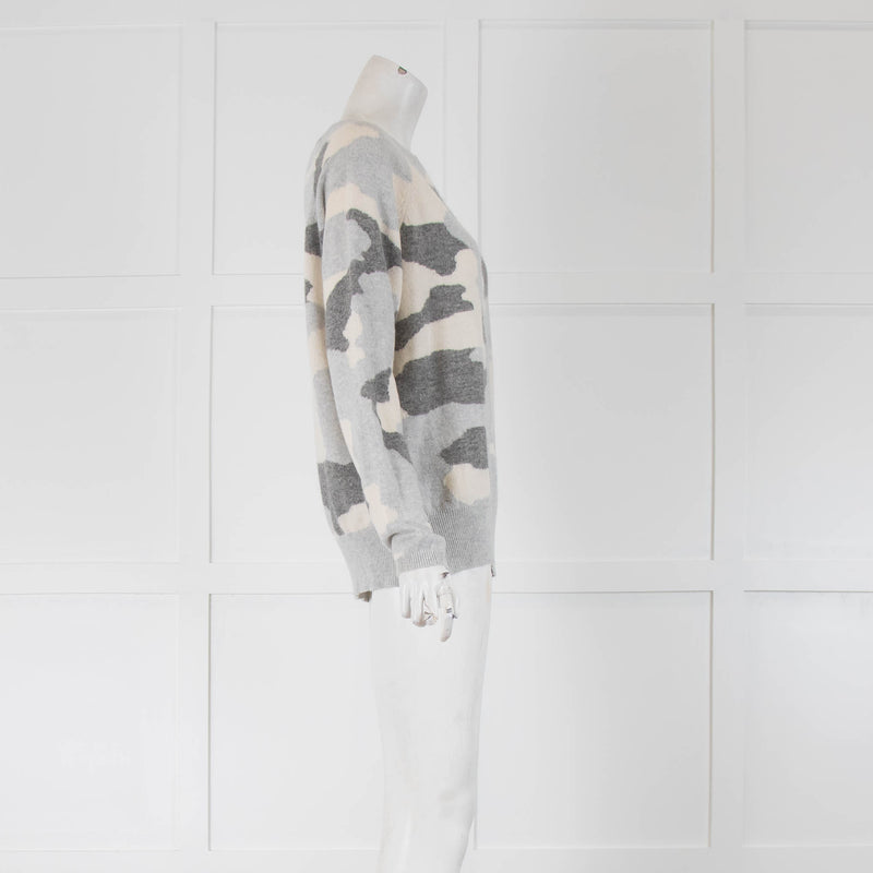 Brodie Cashmere Grey and Cream Jumper