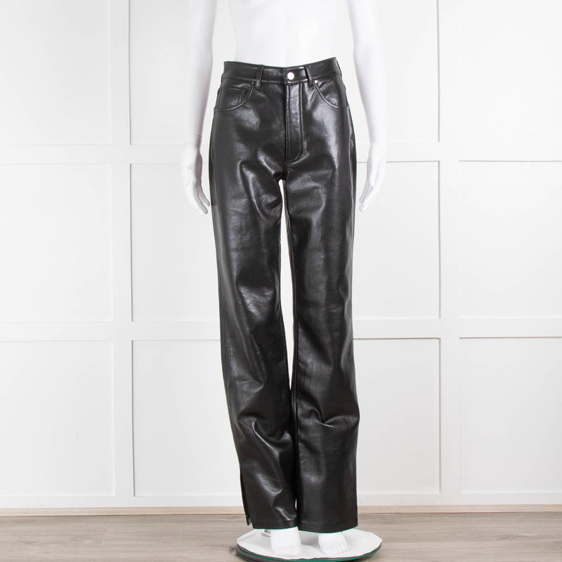 Anine Bing Black Recycled Leather Roy Trousers