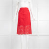 Diane Von Furstenberg Red Lace Glimmer Pencil Skirt