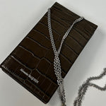 Alexander McQueen Khaki Phone Case with Silver Long Chain