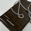 Alexander McQueen Khaki Phone Case with Silver Long Chain