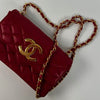 Chanel Small Red XL Quilted Lambskin Single Flap