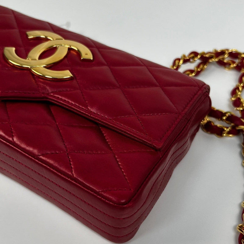 Chanel Small Red XL Quilted Lambskin Single Flap